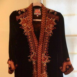 Johnny Was Elim Embroidered Velvet Kimono